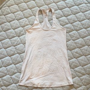 Lululemon light pink cotton racerback halter tank top blouse shirt workout
